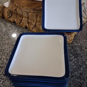 Set of 8 Aperitivo Circa Square Appetizer/Bread Plates Blue/White